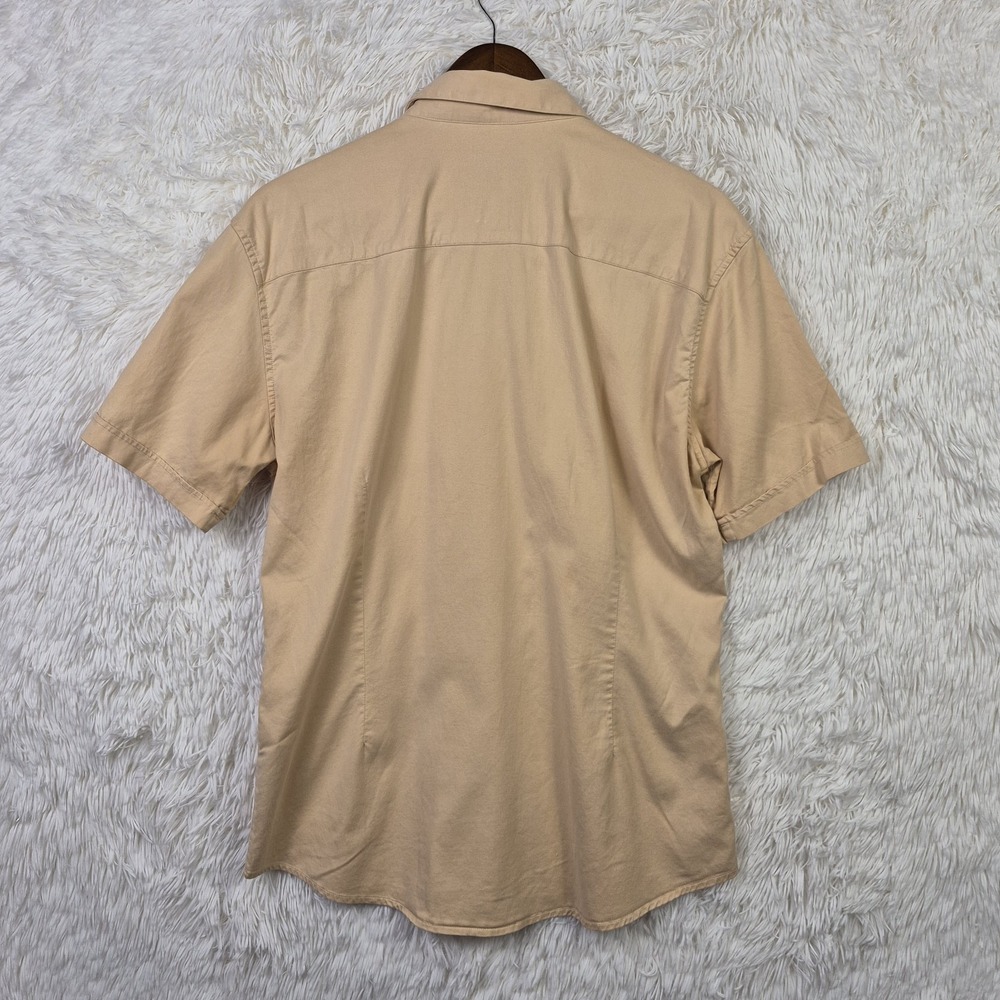 Father Sons Short Sleeve Khaki Tan Slim Fit Button Up Shirt Size XL - Picture 3 of 8